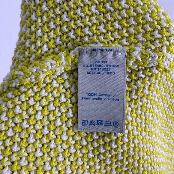 Boden Yellow & White Striped Knit 100% Cotton Open Blazer Jacket Size US 10 - Picture 12 of 12